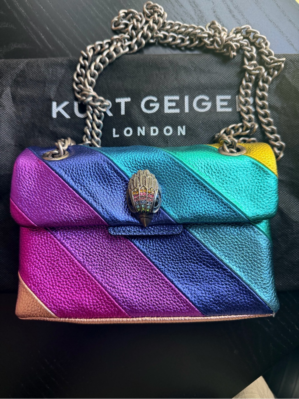 Kurt Geiger Multicolor Metallic Diagonal Stripe Crossbody Bag